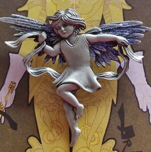 Vintage JJ Purple Sparkling Winged Fairy with Ribbon 💜💫